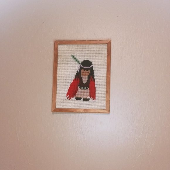 Native American Indian Picture on Wood‎ Background - Picture 6 of 6